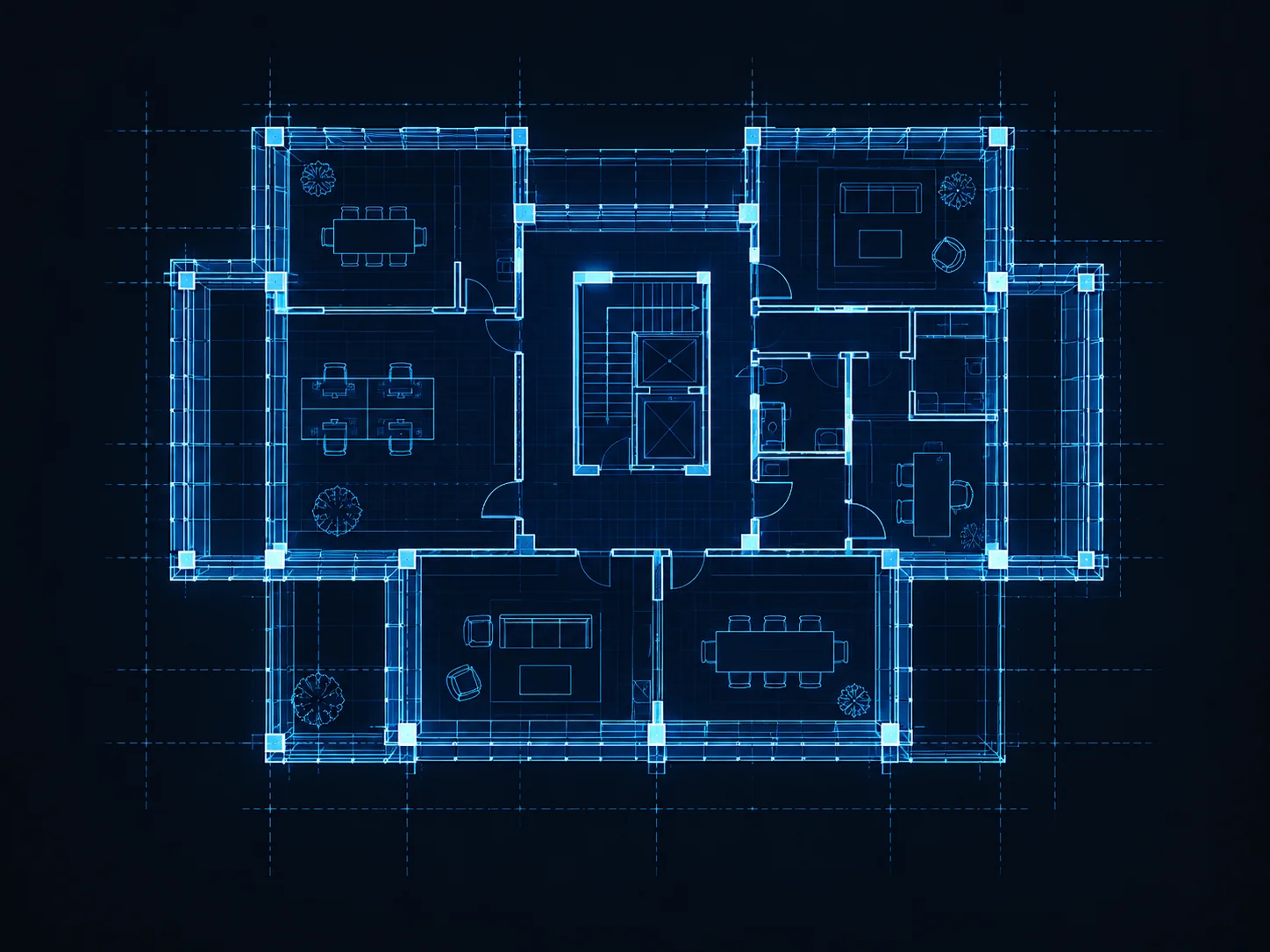 Planta de arquitectura wireframe